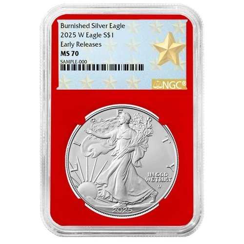 2025-W バーニッシュド 1ドル アメリカン シルバー イーグル NGC MS70 ER ウェストポイント スターラベル レッド