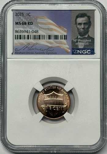 2025 P リンカーンシールドセント NGC MS68 RD ペニー署名ポートレートラベル