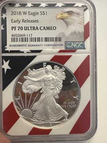 2018-W アメリカン シルバーイーグル NGC PF70 UC メモリアルデー エディション フラッグ