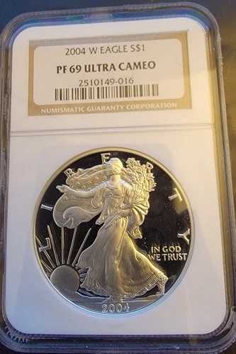 2004-W アメリカンイーグル NGC PF-69 ウルトラカメオ ER 地金 0.999 シルバー 1オンス コイン