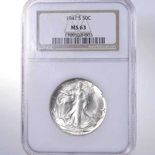 1941-S ウォーキング リバティ 50C NGC認定 MS63