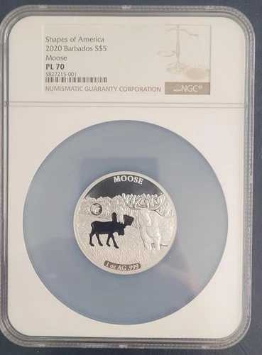 シェイプス・オブ・アメリカ 2020 バルバドス S$5 ムース PL 70 NGC