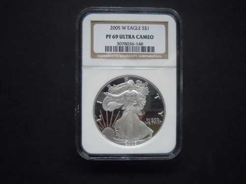2005 W シルバー イーグル ブラウンラベル NGC PF69 ウルトラカメオ