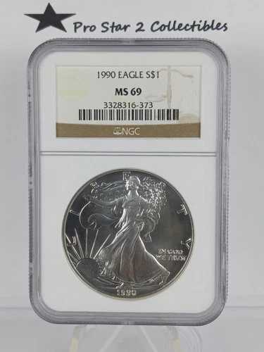 1990年 シルバーイーグル S$1 MS69 ブラウンラベル NGC