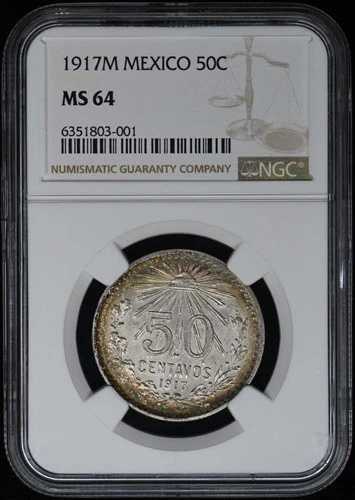 1917M メキシコ シルバー 50 センタボス NGC MS64 45,540円
