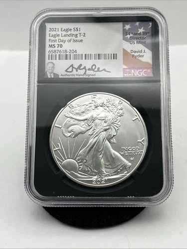 2021年 イーグル イーグルランディング T-2 発行初日 S$1 NGC MS70 デビッド・J・ライダー