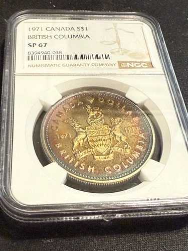1971年 $1 SP67 NGC トーン ブリティッシュコロンビア カナダ シルバードル - レインボートーン 45,540円