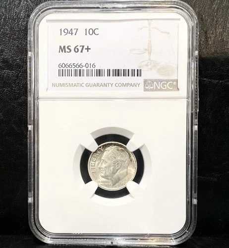 1947年 ルーズベルト ダイム NGC MS67+ プラス