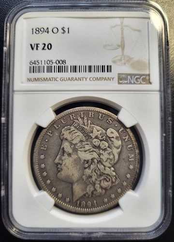 1894年 O モルガン 1ドル銀貨。NGC VF 20