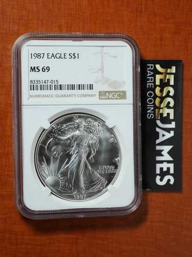 1987年 1ドル アメリカン シルバー イーグル NGC MS69 クラシック ブラウンラベル