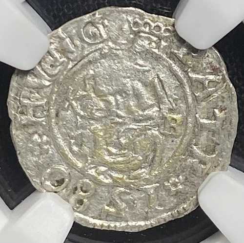 ハンガリー 1580 AD マドンナ チャイルド 神聖ローマ帝国 ルドルフ 2 世 デナール コイン、NGC AU