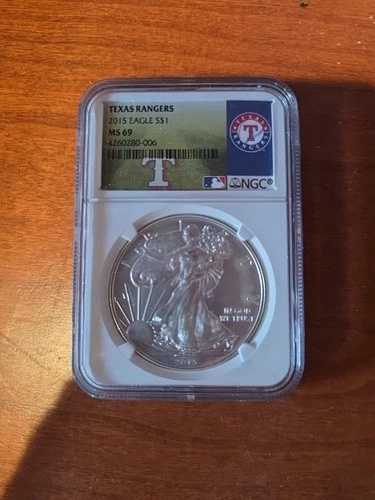 NGC MS69 2015 アメリカンイーグル シルバードル テキサス・レンジャーズ メジャーリーグベースボール