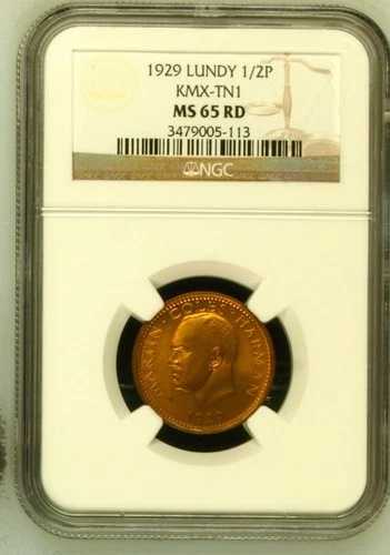 1929年 ランディ 1/2 ハーフ パフィン 1/2P NGC MS65 RD KMX-TN1 50K ミント UNC BU 認定 45,540円