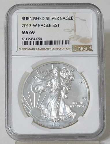 2013 W イーグル バーニッシュド シルバー イーグル NGC MS 69 ASE に問題あり（スポッティングあり）