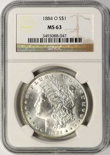1884-O $1 モルガン ドル NGC MS63