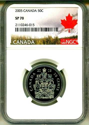 2005年カナダ50セント紋章NGC SP70 NGC Pop \u003d 1