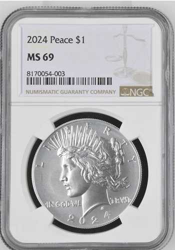 2024年 ピース シルバー ダラー NGC MS69 イーグル ブラウン ラベル !%