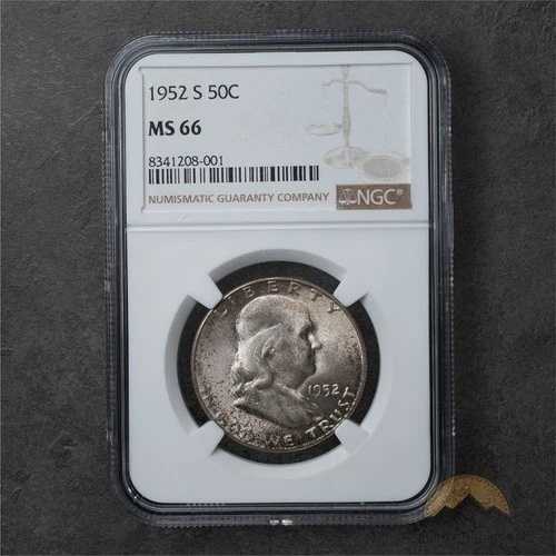 1952-S フランクリンシルバーハーフダラー 50セント - NGC MS66 - サンフランシスコ