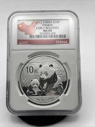 中国 2012年 1オンス 999 シルバーパンダ 10元コイン NGC MS69 早期リリース GEM BU