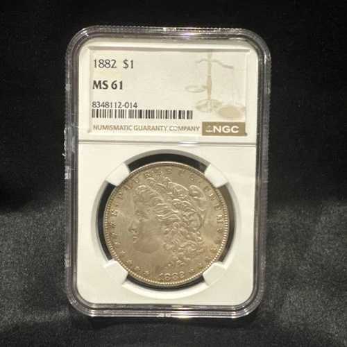 1882年モルガン銀貨、NGC MS 61、ライトトーン