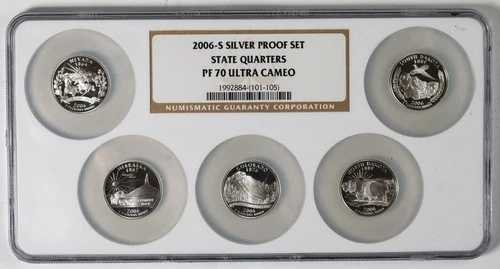 2006-S シルバー プルーフ 5枚セット NGC PF70 ウルトラカメオ 1C 5C 10C 50C $1