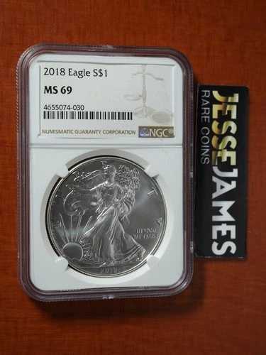 2018年 $1 アメリカン シルバー イーグル NGC MS69 クラシック ブラウンラベル