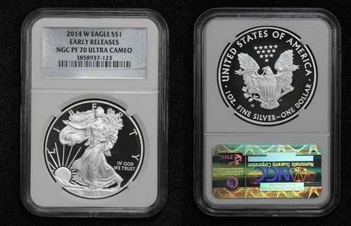2014-W プルーフ アメリカン シルバー イーグル NGC PR70 アーリーリリース 58DF