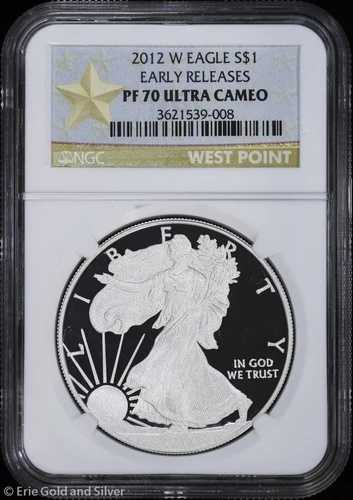 2012-W $1 プルーフ アメリカン シルバー イーグル NGC PF 70 UC | 早期リリース PR
