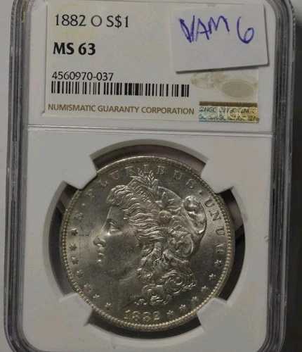 1882-O モーガン シルバー ドル VAM 6、NGC MS-63