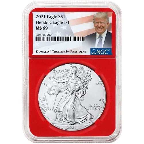2021年 1ドル タイプ1 アメリカン シルバー イーグル NGC MS69 トランプラベル レッドコア