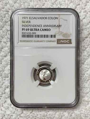 1971 エルサルバドル コロン シルバー独立記念コイン NGC PF 69 UC