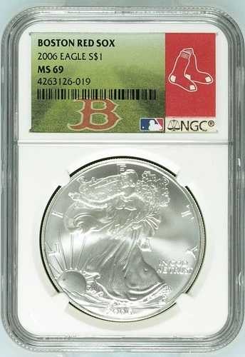 ボストン・レッドソックス 2006 $1 シルバー アメリカンイーグル MS 69 NGC # 4263126-019 + ボーナス