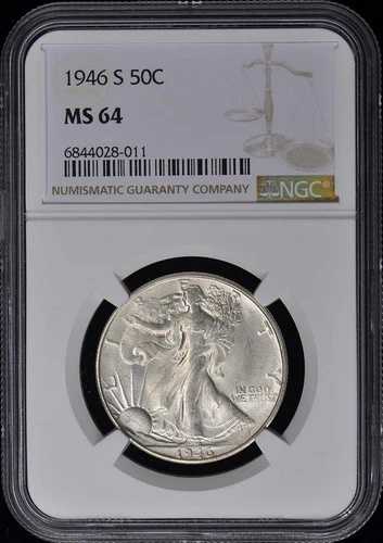 1946-S ウォーキング・リバティ・ハーフダラー 50セント NGC MS64