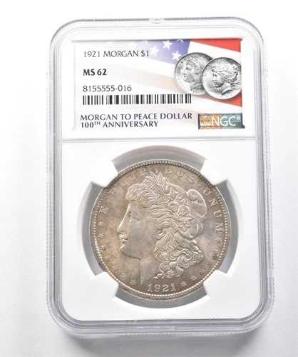 1921年 モルガン銀貨 MS62 NGC - グレートトーン *9910