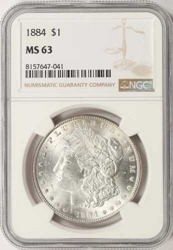 1884年 1ドル モルガン銀貨 NGC MS63