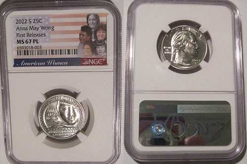 2022 S アンナ・メイ・ウォン 25セント NGC MS 67 PL アメリカ人女性用クォーター 初公開