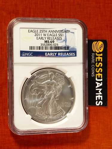 2011 W バーニッシュド シルバー イーグル NGC MS69 アーリーリリース ブルーラベル