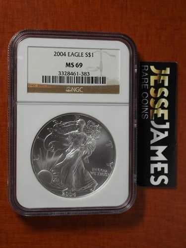 2004年 1ドル アメリカン シルバー イーグル NGC MS69 クラシック ブラウンラベル