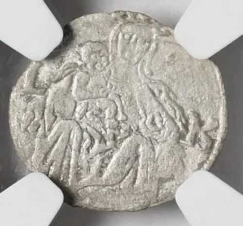 NGC AU ハンガリー 1521 聖母子、ラヨシュ王 ルイ 2 世 1516-1526 デナール コイン