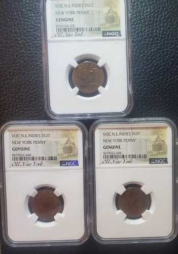 1731年初期ニューヨークペニー VOC Duit NGC 正規品 プラス追加コイン2枚