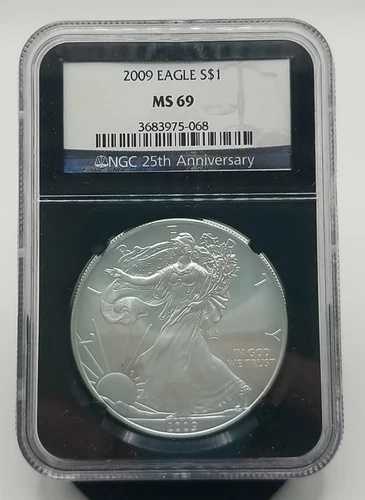 2009年 アメリカン シルバー イーグル MS69 NGC 25周年記念 #0435