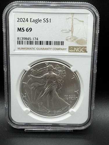 2024年 アメリカン シルバー イーグル 1ドル ?NGC MS69 ?1オンス .999 純銀 ?BU認定コイン