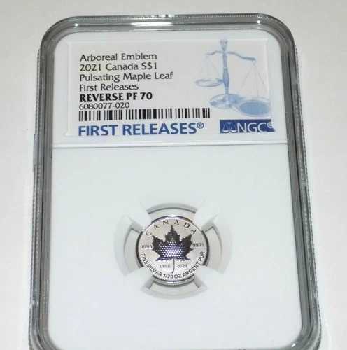 カナダ 2021年 シルバー $1 NGC PF70 脈動メープルリーフ 初リリース グレード.999 コイン 45,540円