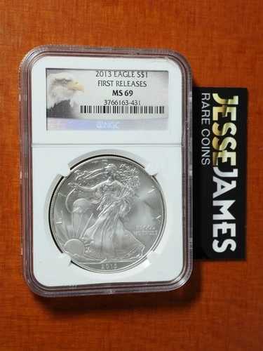 2013年 $1 アメリカン シルバー イーグル NGC MS69 ファーストリリース ボールドイーグルラベル