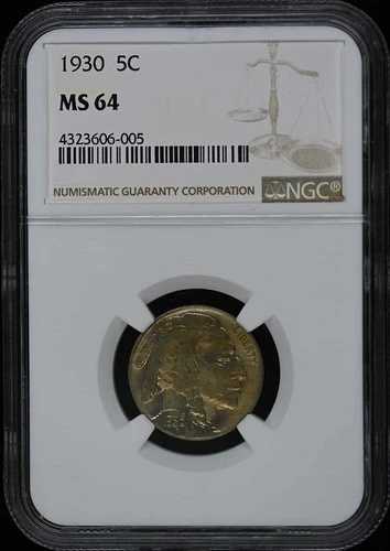 1930年 バッファローニッケル タイプ2 5C NGC MS64