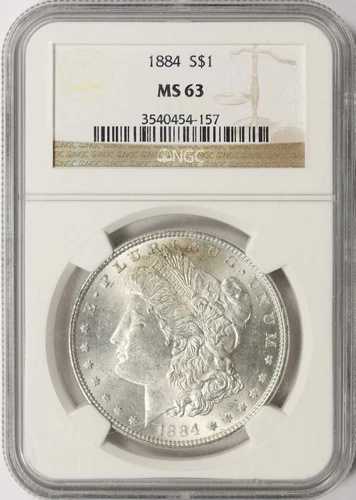 1884年 1ドル モルガン銀貨 NGC MS63