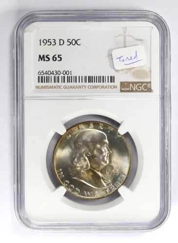 1953-D フランクリン ハーフダラー 50セント NGC MS65 トーン