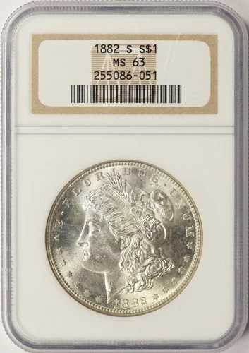 1882-S モルガン銀貨 1ドル NGC MS63