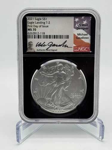 2021年 1オンス シルバー アメリカンイーグル タイプ2 ?? NGC MS70 FDOI マイケル・ガウディオソ サイン入り