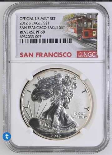2012-S リバースプルーフ シルバー イーグル NGC PF 69 サンフランシスコ イーグルセットより 45,540円